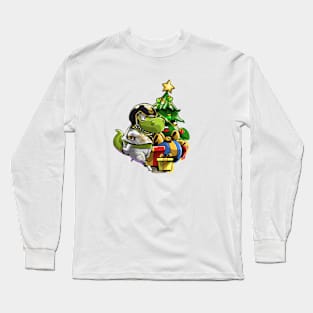 Football Christmas Dinosaur T Rex Long Sleeve T-Shirt